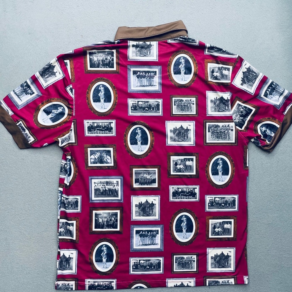 Royal & Awesome Men Polo Shirt‎ Polyester Spandex XL Vintage Golf Photo Print - Picture 3 of 10